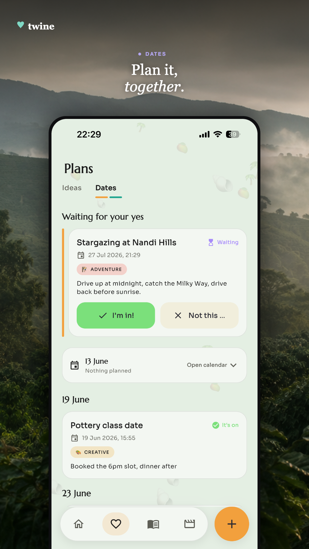 Dates screen
